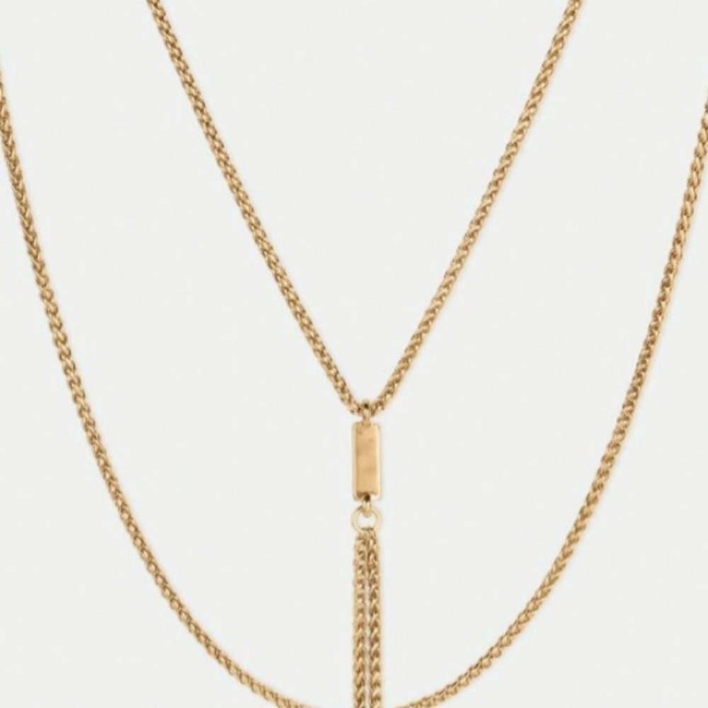 🆕 Lucky Brand Chain Layer Lariat Gold Necklace - Picture 3 of 5